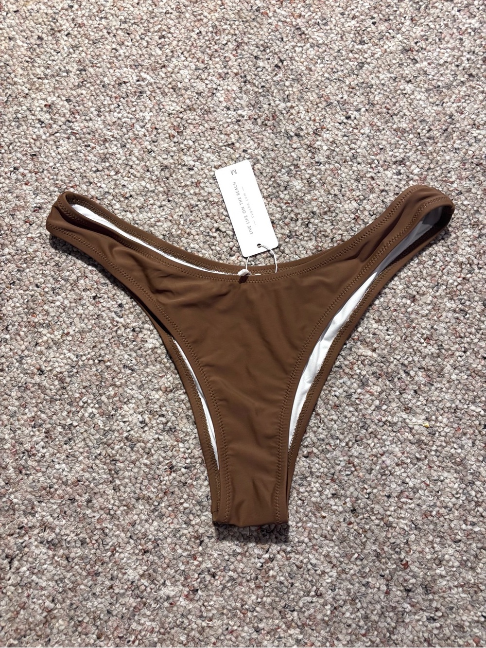 Cupshe Women's Brown Bikini Bottom - Classic High-Cut Swim Brief NWT